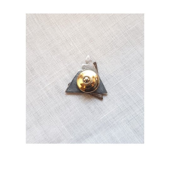 Vintage 80's Tie/Scarf Tack,Gold/Sterling/Gunmetal - Picture 3 of 5